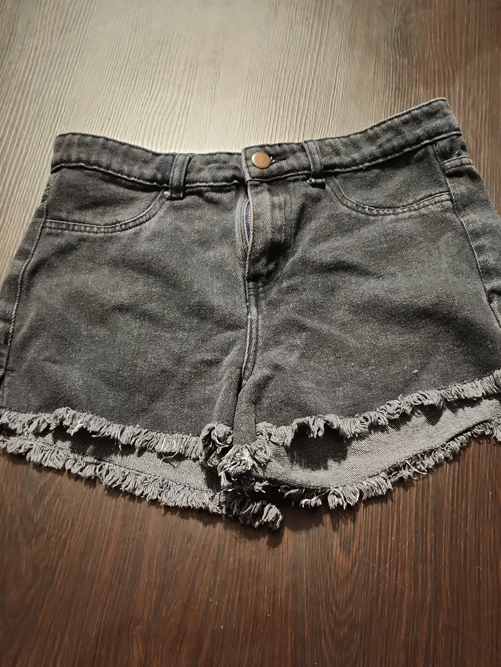Women's Black Frayed Hem Denim Shorts